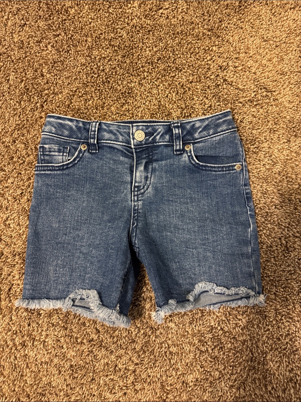 Cat & Jack Midwash Jean Shorts with Frayed Hem - Blue